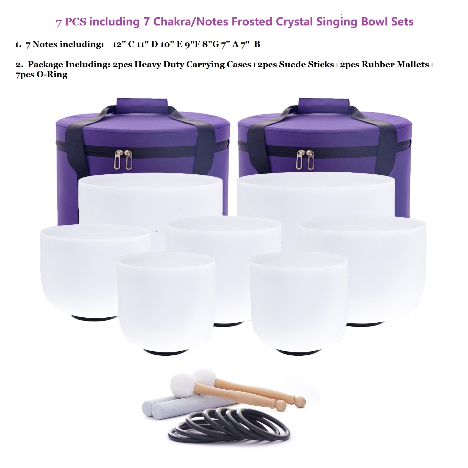 Healing Crystal Set - Hye-eun 7 ciotole tibetane in cristallo